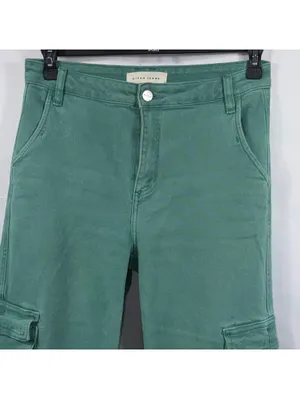Risen Jeans Women’s Cargo Wide Leg Pants Size 9/29 Green Stretch Denim thumbnail 2