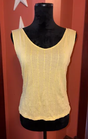 Handmade yellow tank with sequin detail Size M thumbnail 1