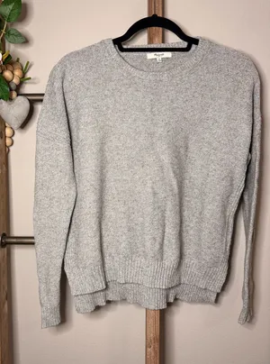 Madewell Light Gray Crewneck Sweater thumbnail 1