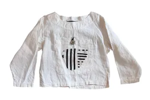 VTG 100% Linen Joy Burton My Tribe Boxy Ivory Tunic Medium thumbnail 1