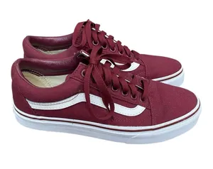 VANS Low Top Sneakers Womens Size 8 Maroon Canvas Lace Up Skater Punk NWOB thumbnail 1