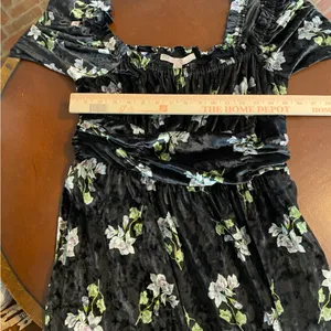 Anthropologie Hutch Velvet‎ Floral Mini Dress size xl black and green whimsical thumbnail 8