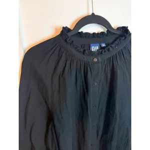 Gap Black Gauze Cotton Ruffle Neck Blouse thumbnail 6