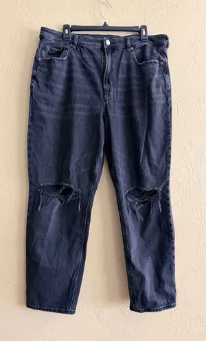 American Eagle Outfitters Straight Leg Distressed Black Jeans thumbnail 1