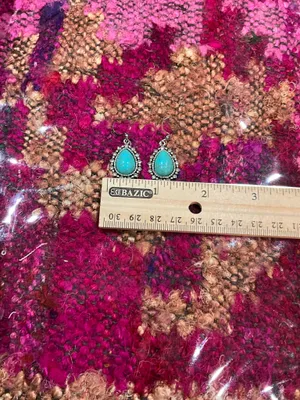 Turquoise stone dangle earrings with silver accents Blue thumbnail 7