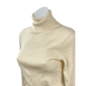 J.Crew Women's Cream Ribbed Knit Turtle Neck Long Sleeve Crop Sweater Top Sz S thumbnail 2