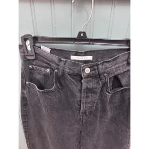 PacSun Washed Black High‎ Rise Distressed Dad Jeans Size 26 Ripped Knee Raw Hem thumbnail 4