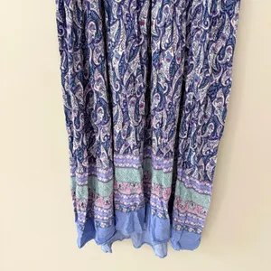 Few Moda Maxi Dress Small Blue Paisley Boho Tiered V-Neck Long Sleeve Drawstring thumbnail 7