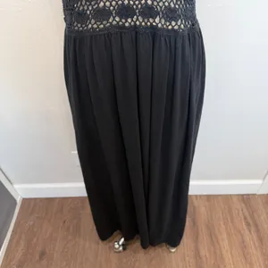 Aerie XL Maxi Dress Black Crochet Bodice Sleeveless Boho Summer Pocketed Resort thumbnail 6