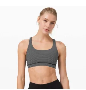 Lululemon Energy Sports Bra Women's Size 6 Black /White Stripe thumbnail 1