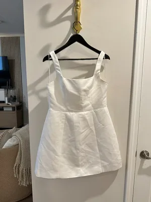 ELLIATT Amelie Square Neck Duchesse Satin Cocktail Minidress in Ivory X-Large thumbnail 3