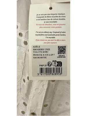 Sezane Adele Short Sleeve Embroidered Midi Dress Eyelet Collar Ecru FR 36 US 4 thumbnail 11