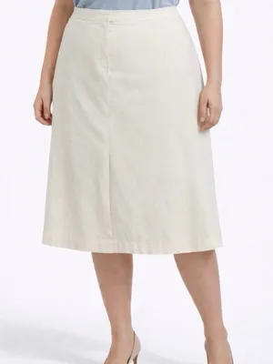 Banana Republic Size 12 Ivory Midi Skirt Cotton Blend A-Line Classic(A439)✨ thumbnail 2