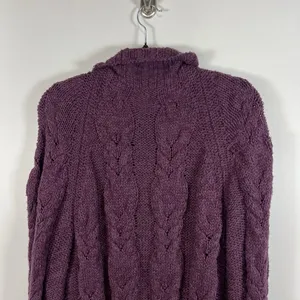 Free People Plum Purple Cable Knit Button Front Cardigan Sweater Small Boho‎ thumbnail 12