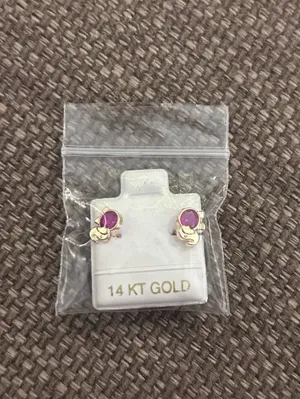 Real 14k gold earrings pink jewel elephants thumbnail 2