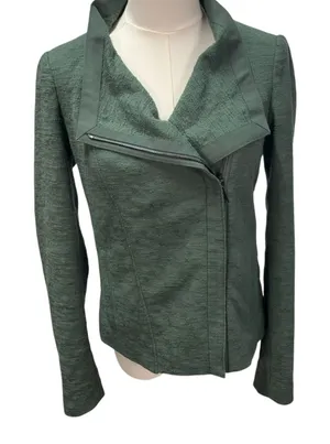Vince Green Moto Jacket Womens XS Lightweight Full‎ Zip Pockets Textured thumbnail 1
