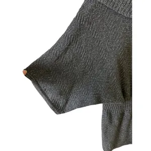 Gauge & Cable XL Gray Metallic Knit Sweater Tunic Cowl Neckline Wide Sleeves thumbnail 8
