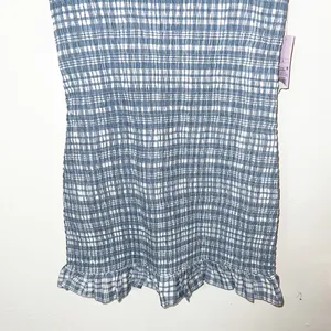 Wild Fable gingham smocked slate blue white mini summer dress w/ ruffle details thumbnail 3