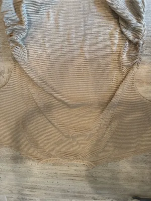 Jordan Taylor Women's Textured Beige Short-Sleeve V-Neck Top Size M thumbnail 6