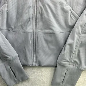 Lululemon Sz 10 In Flux Jacket Dance Studio Reversible Hooded Silver Fox Stretch thumbnail 5