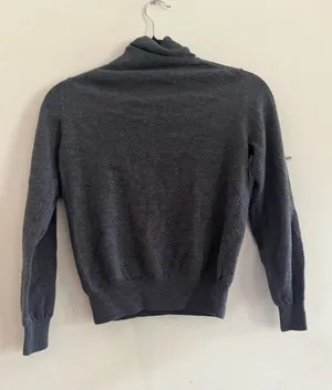 Vintage Gray Wool Turtleneck Knit Sweater Small Quiet Luxury Minimalist Capsule thumbnail 1
