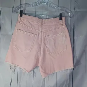 Zara Faded pink Frayed Hem High-Rise Coquette Festival Casual Jean shorts thumbnail 6