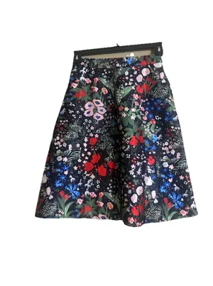 EvryFashion Skirt Sz M Black Floral A-Line Cottagecore Dark Romantic Feminine thumbnail 2