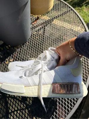 adidas Women’s Rare White Knit Sneakers with Metallic Bronze Accent thumbnail 2
