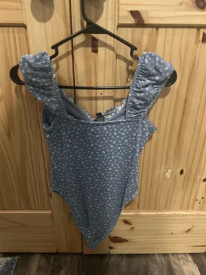 Blue with flowers target body suit  thumbnail 3