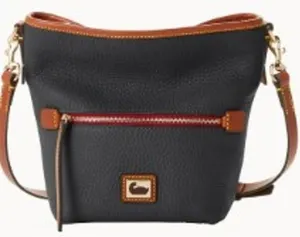 NEW! Dooney & Bourke Black Camden Pebblie Mini Hobo Leather Crossbody Bag thumbnail 1