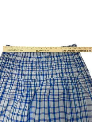 Cottagecore Free Assembly Blue and White Plaid Smocked-Waist Midi Skirt thumbnail 3