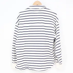 Aerie Women's Navy White Striped Long Sleeve Polo Shirt Cotton Relaxed XS thumbnail 6