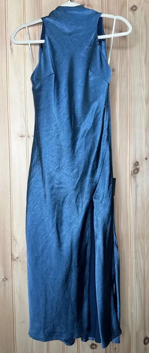NWT Lulus Exceptional Status Blue Halter Backless Slip Midi Dress Party Size M thumbnail 1