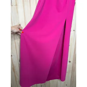 NWT Lulus Keep It Interesting Hot Pink Asymmetrical Halter Maxi Dress Holiday L thumbnail 5