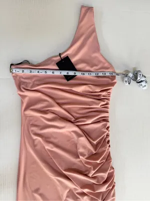 NWT Michael Costello x Revolve Bodycon Mini Dress Blush Pink one shoulder Small thumbnail 13
