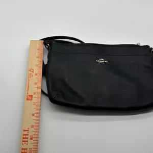 Coach Black Crossgrain Leather Crossbody Bag Gold Hardware Slim Messenger thumbnail 7