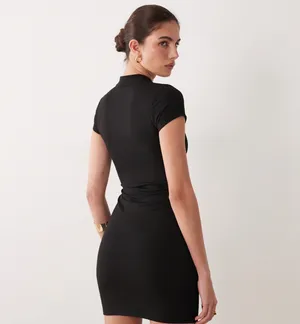 ASOS Design cap sleeve mini dress mandarin collar thumbnail 3
