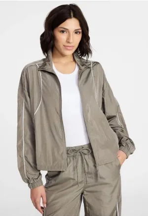 Avia Taupe Grey Fog Windbreaker Bomber Golf Jacket women’s size small thumbnail 1