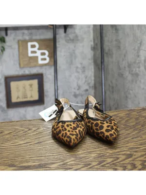 NWT A New Day Womens London Sling Back Flats Sandals 94303556 Cheetah Brown 7.5M thumbnail 4