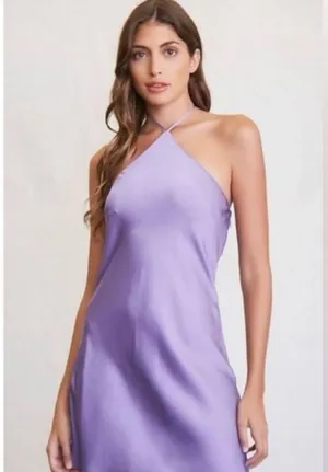Purple Silk Halter Neck Slip Style Mini Dress Only Worn Once! PLEASE READ DESCRIPTION!!!! thumbnail 1