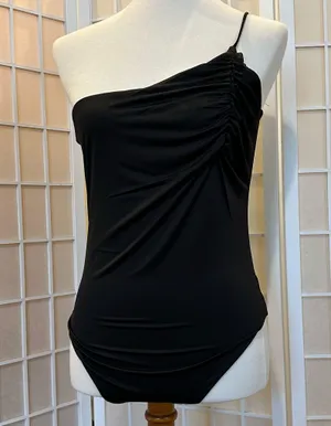 Mono B Black One-Shoulder Bodysuit, size L thumbnail 1
