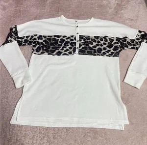 Size M Thermal Waffle Top Long Shirt‎ Leopard Print Bin11 thumbnail 1
