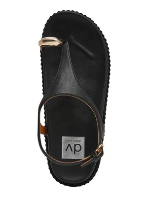 NWT DV Dolce Vita Pacey Round Toe Ring Footbed Flat Sandals PACEY Black 9M thumbnail 4