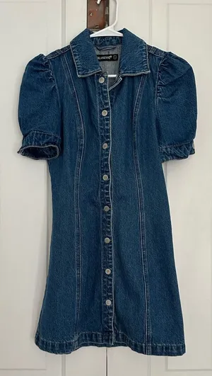 BLANK NYC Dark Blue Button Up Denim Mini Dress • Women’s Size S • Western, Americana Vibes thumbnail 1