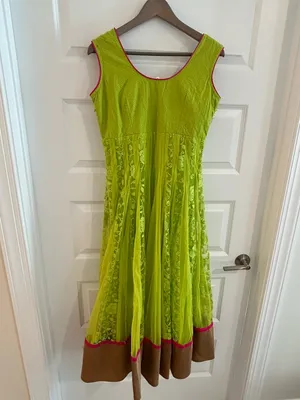 Indian Party Dress Partywear Lime Green Size M thumbnail 8
