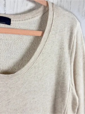 GAP Women’s Casual Boho Scoop Neck Shimmer Sweatshirt in Oatmeal, Large thumbnail 3