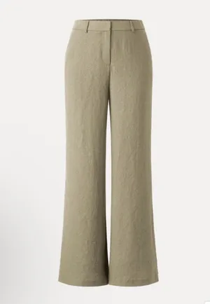 OGL Ecru Wide Leg Pants European Linen Blend High Rise NWT Medium Coastal Chic thumbnail 2