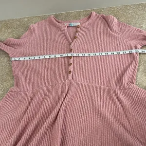 Free People Beach‎ Babydoll Tunic Top Small Pink Ribbed Oversized Flowy Boho S thumbnail 3