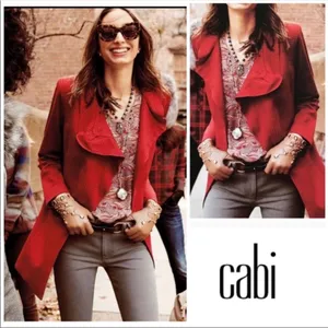 Cabi Celebration Coat in Red Micro Houndstooth Size S Blazer Jacket Style #3546 thumbnail 3