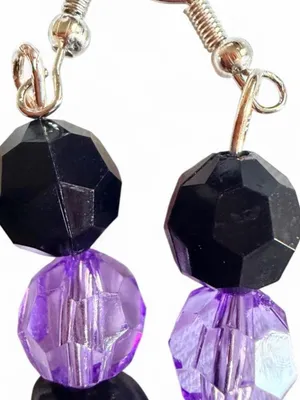 Handmade Gothic Black Skull & Purple Crystal Earrings 💜 thumbnail 4